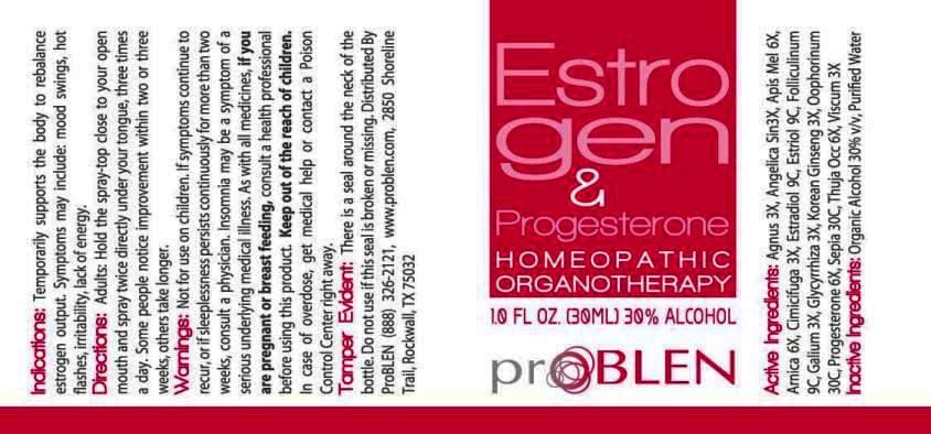 Estrogen and Progesterone (Agnus Castus, Angelica Sinensis, Apis Mellifica, Arnica Montana, Cimicifuga Racemosa, Estradiol, Estriol, Folliculinum, Galium Aparine, Glycyrrhiza Glabra, Korean Ginseng, Oophorinum (suis), Progesterone, Sepia, Thuja Occidentalis, Viscum Album) package label