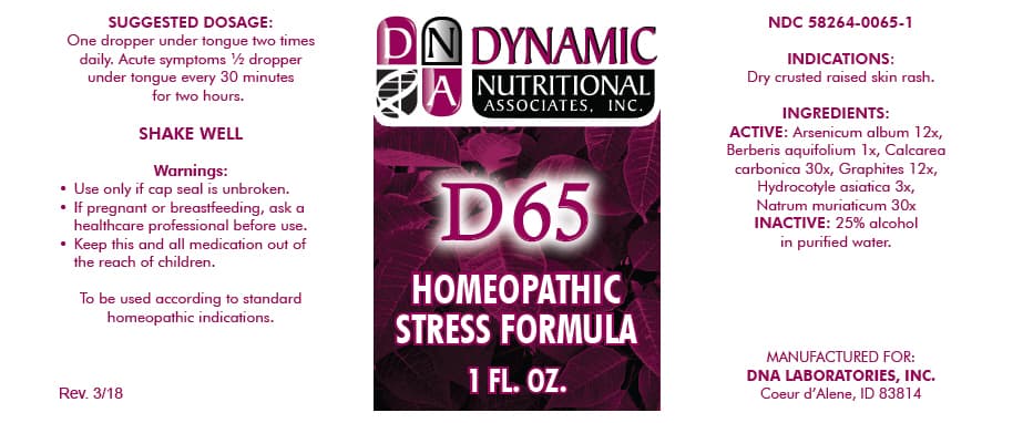 D-65 (Arsenic Trioxide, Berberis Aquifolium Root Bark, Oyster Shell Calcium Carbonate, Crude, Graphite, Centella Asiatica, and Sodium Chloride) package label
