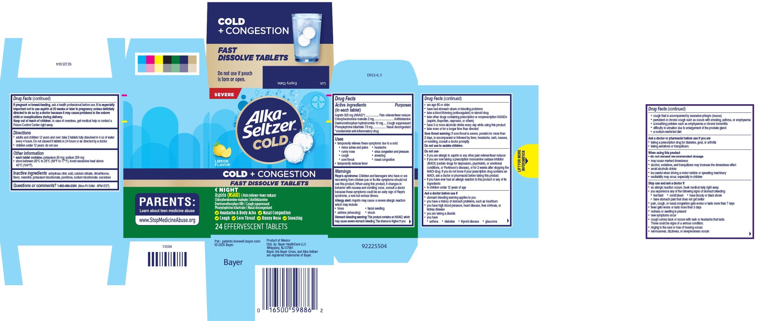 Alka-Seltzer Plus Severe Cold and Cough Powerfast Fizz (Aspirin, Chlorpheniramine Maleate, Dextromethorphan Hydrobromide, Phenylephrine Bitartrate) package label