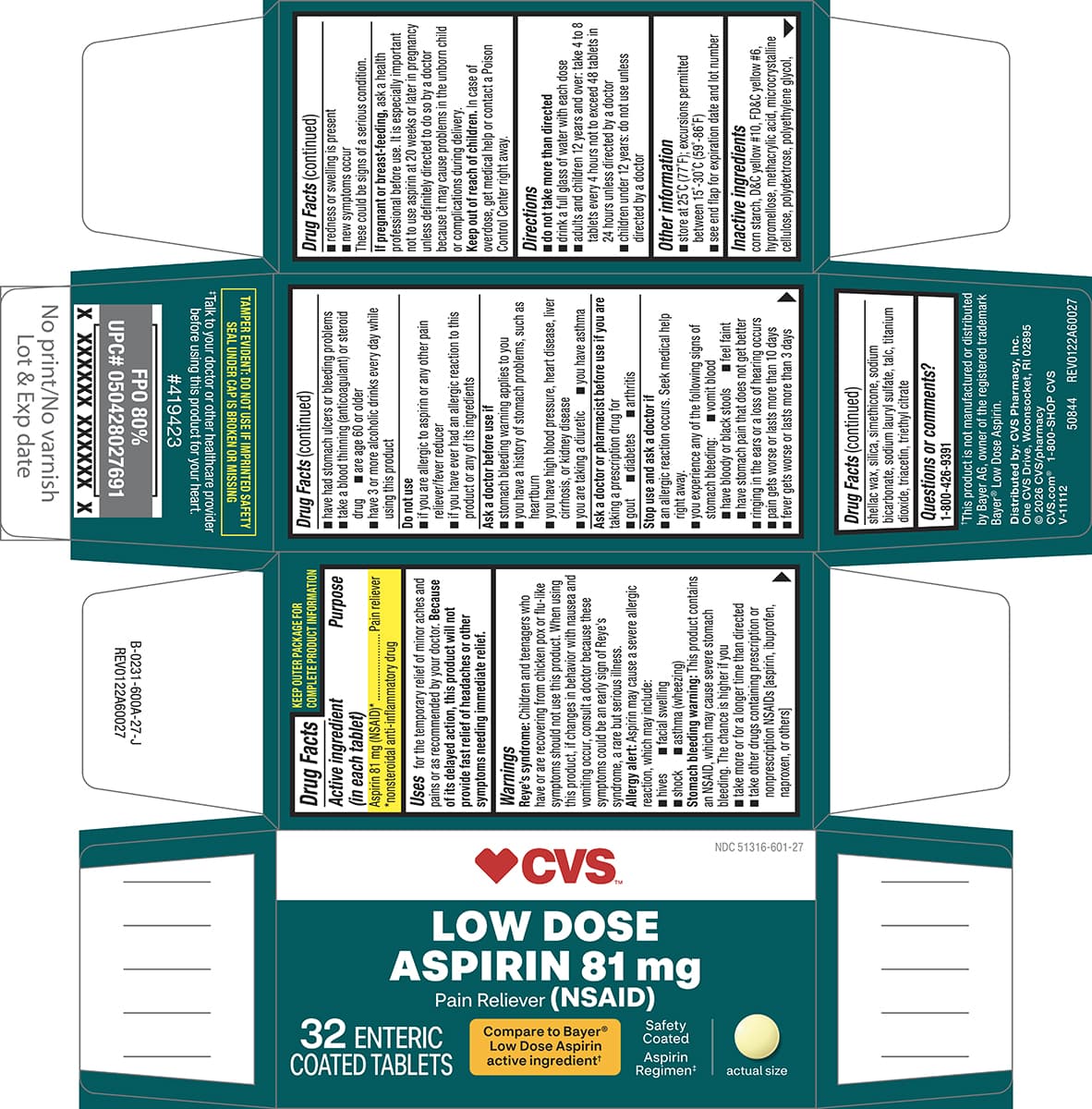 Pain Reliever (Aspirin 81 Mg) package label
