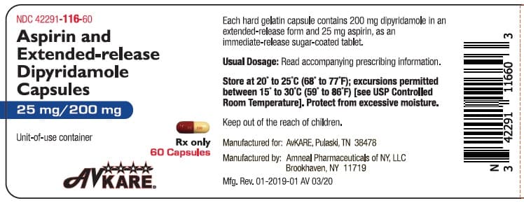 Aspirin and Dipyridamole package label