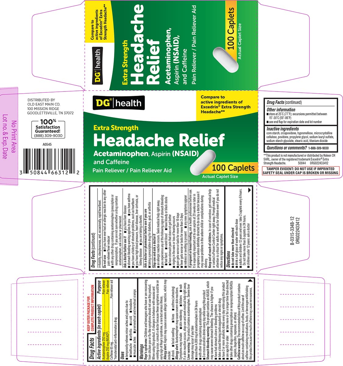 Bayer Back and Body (Aspirin,caffeine) package label