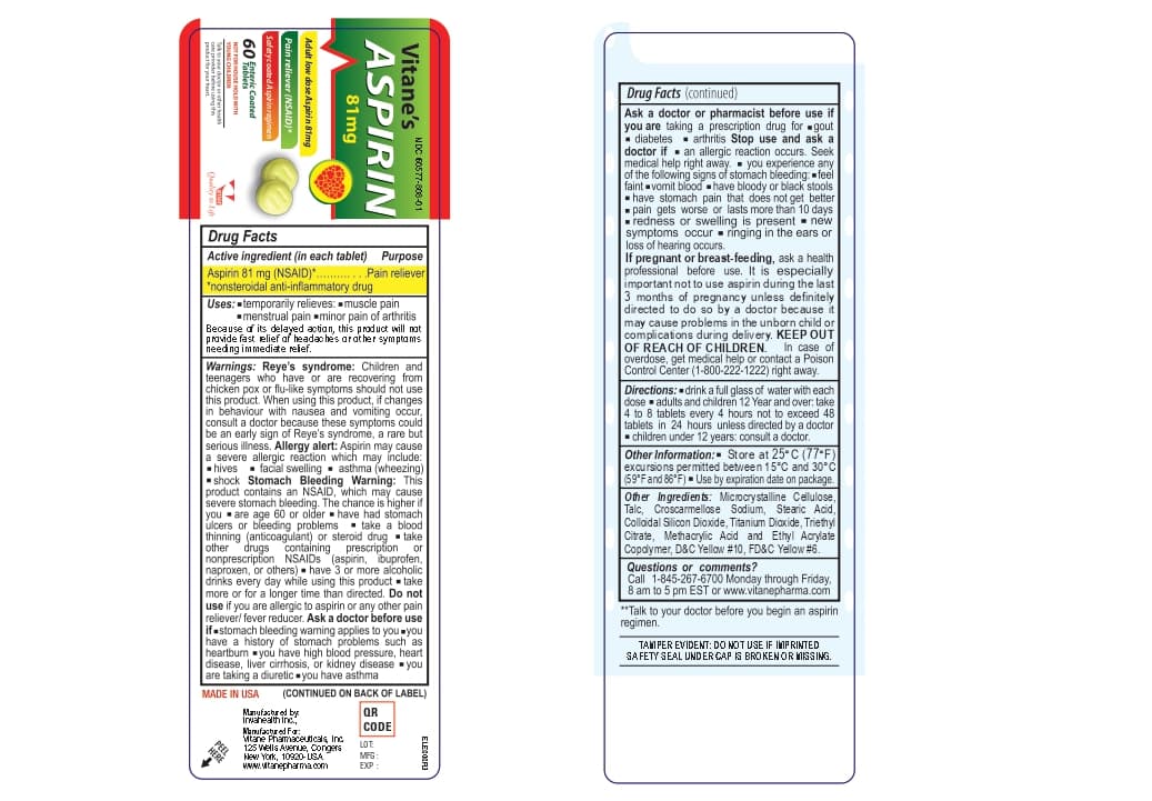Aspirin Enteric Coated Tablets 81mg package label
