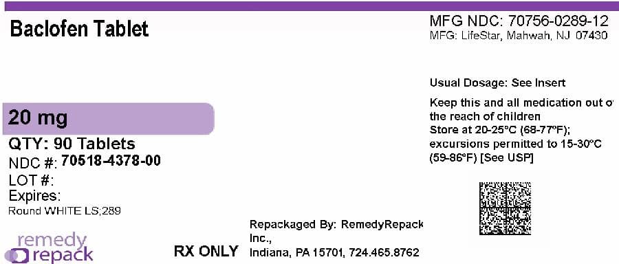Baclofen package label