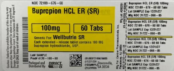 Bupropion HCL ER package label