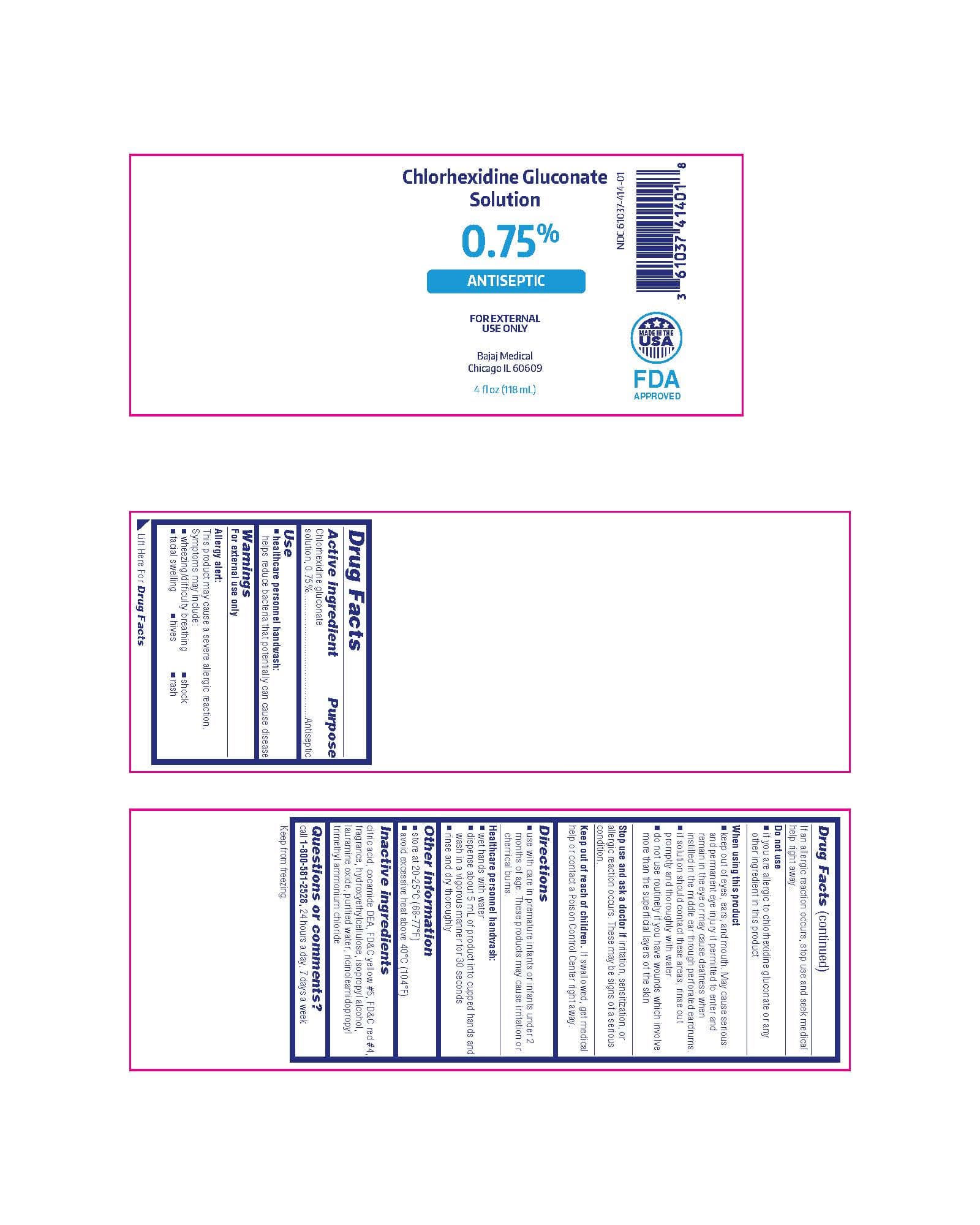 Chlorhexidine Gluconate Solution 0.75% Antiseptic package label
