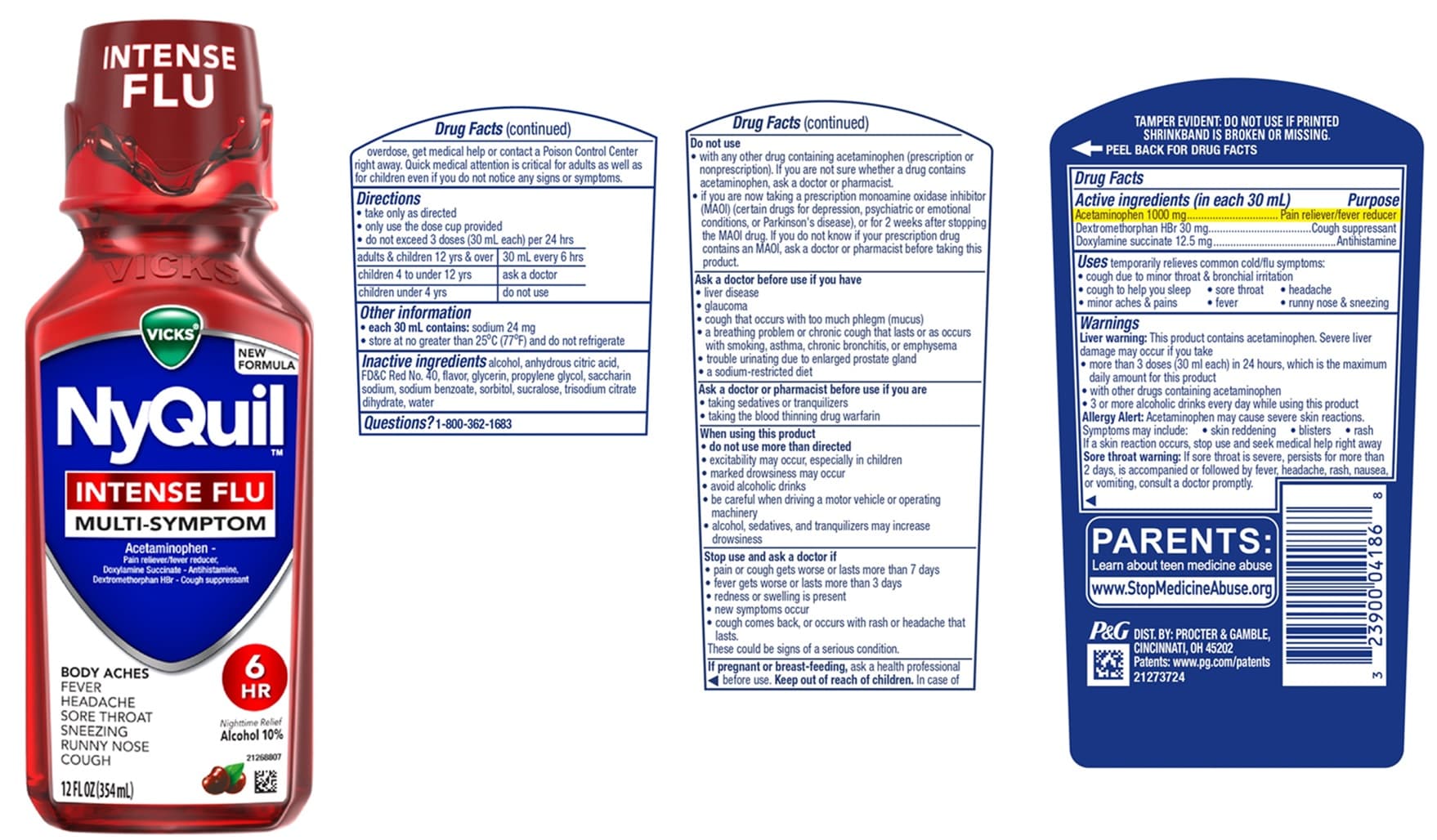 Nighttime Cold and Flu (Dextromethorphan Hydrobromide, Acetaminophen, Doxylamine Succinate) package label