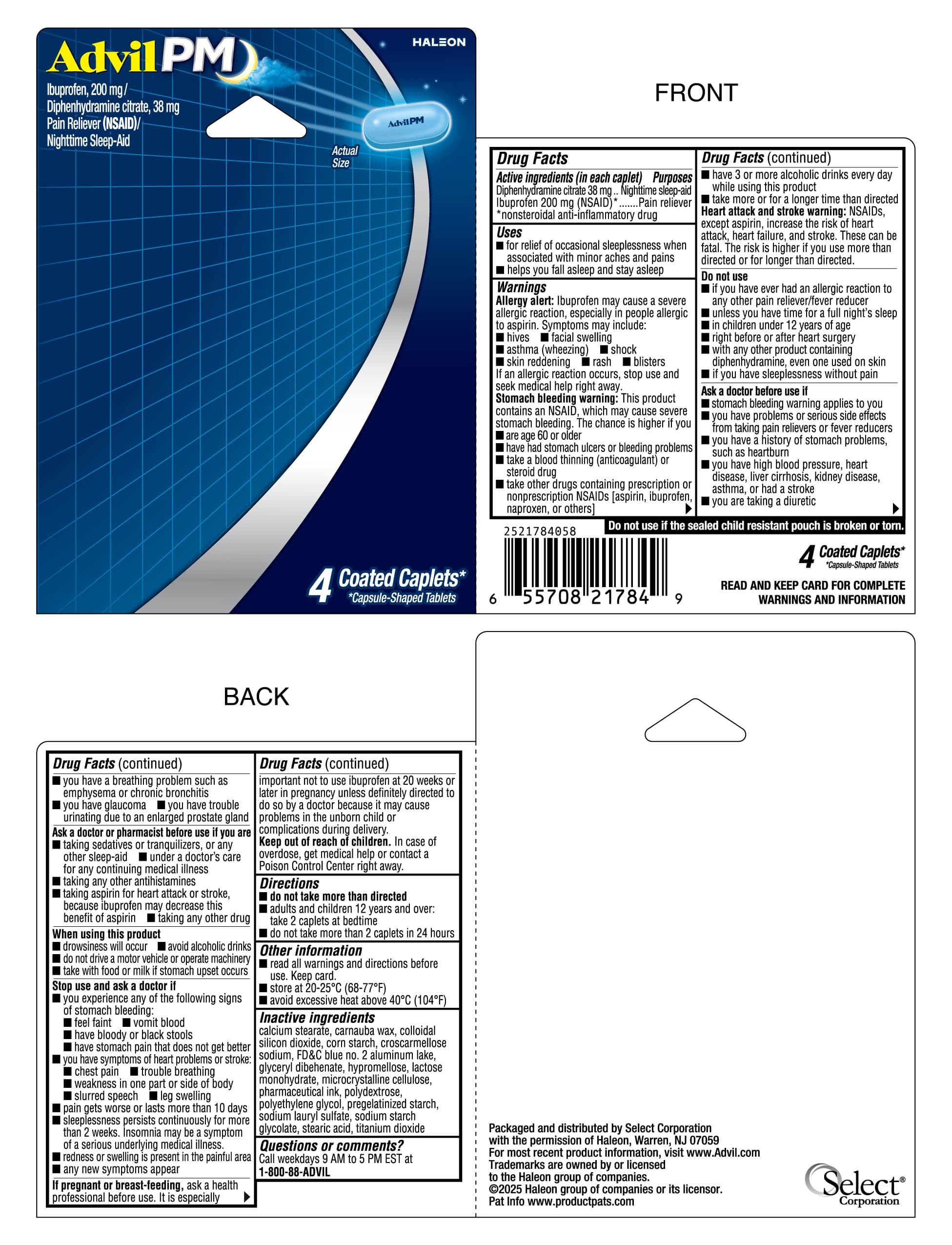 Advil Pm (Diphenhydramine Citrate and Ibuprofen) package label