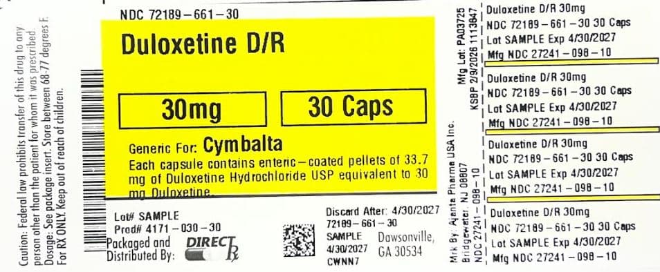 Duloxetine D/r package label