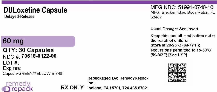 Duloxetine Hydrochloride package label