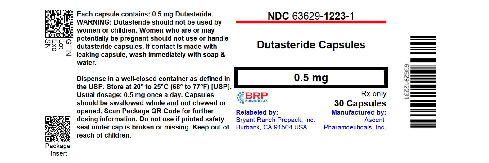 Avodart (Dutasteride) package label