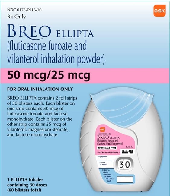 Breo Ellipta (Fluticasone Furoate and Vilanterol Trifenatate) package label