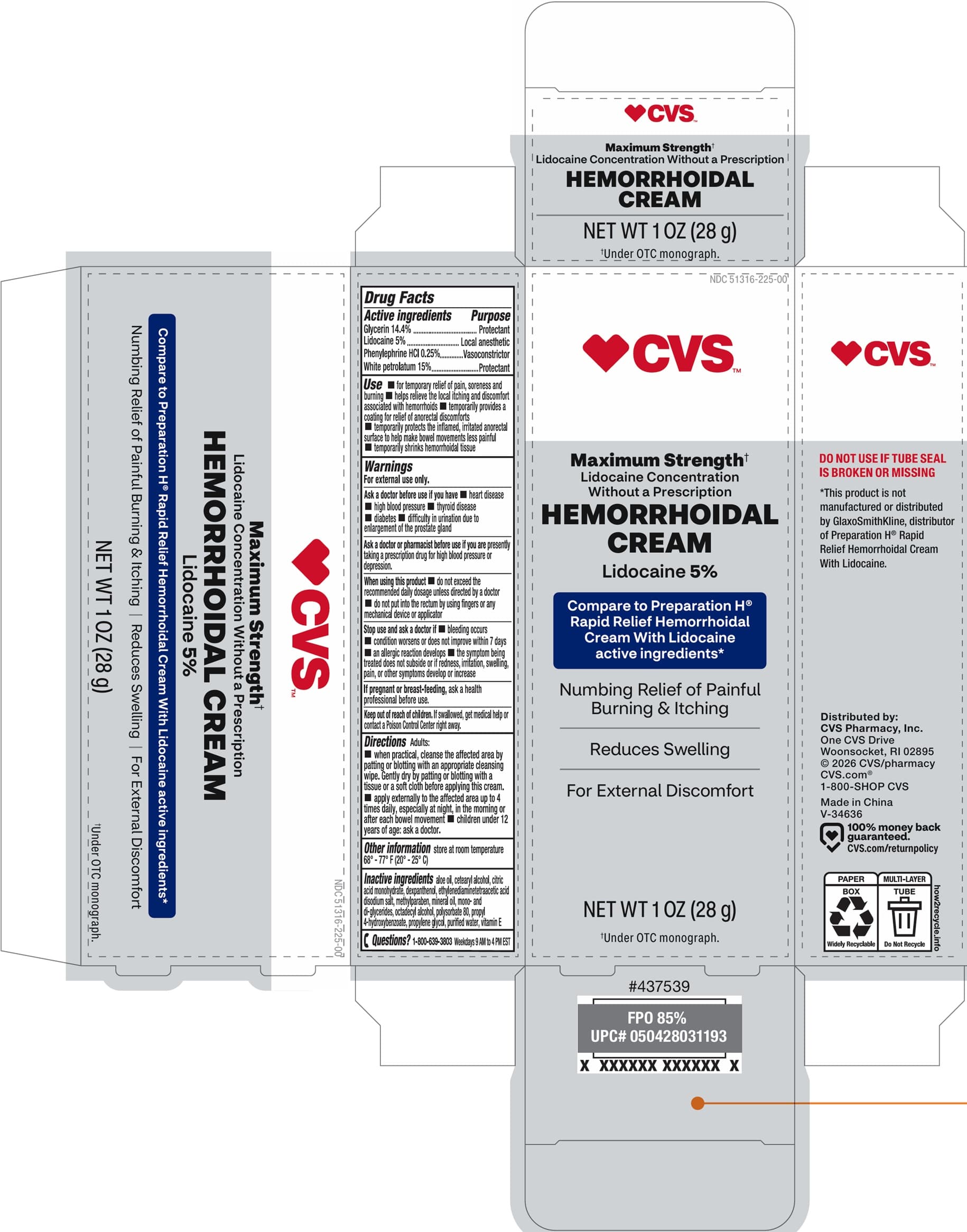 Hemorrhoidal with Lidocaine (Glycerin, Lidocaine, Phenylephrine Hydrochloride, White Petrolatum) package label