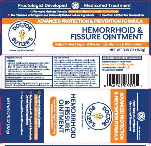 Doctor Butler Hemorrhoid and Fissure (Glycerin 37.5%, Lanolin 12.5%, Lidocaine 4%, Zinc Oxide 5%) package label