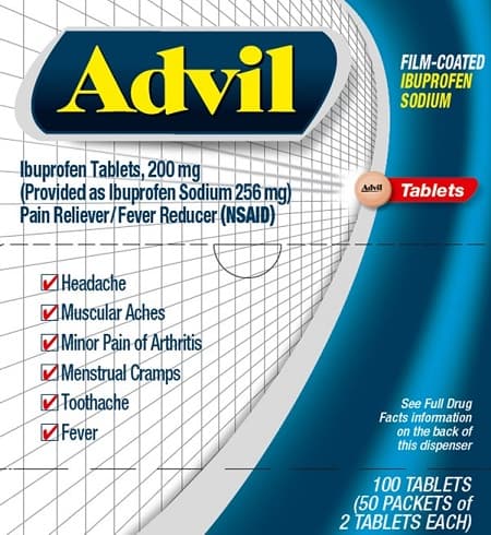 Advil Menstrual Pain (Ibuprofen Sodium) package label