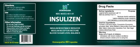 Insulizen (Insulin Resistance Reducer, Insulin Receptor Restore, and Blood Sugar Level Balance) package label