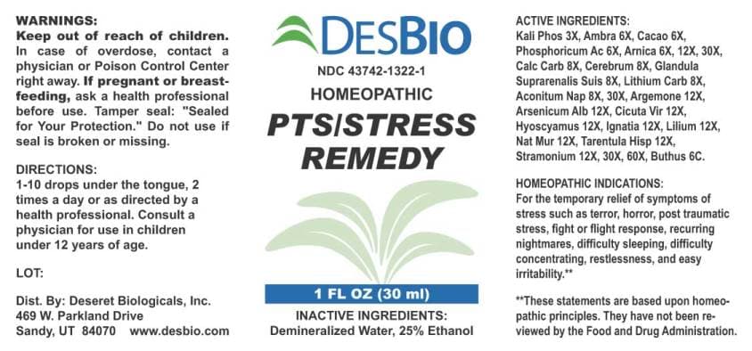 Pts/stress Remedy (Kali Phosphoricum, Ambra Grisea, Cacao, Phosphoricum Acidum, Arnica Montana, Calcarea Carbonica, Cerebrum Suis, Glandula Suprarenalis Suis, Lithium Carbonicum, Aconitum Napellus, Argemone Mexicana, Arsenicum Album, Cicuta Virosa, Hyoscyamus Niger, Ignatia Tigrinum, Natrum Muriaticum, Tarentula Hispanica, Stramonium, Buthus Australis) package label