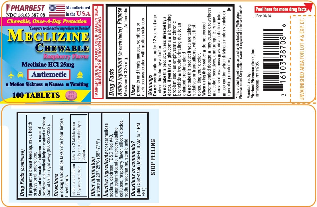 Meclizine HCL 25mg package label
