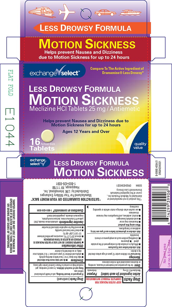 Motion Sickness Relief (Meclizine HCL) package label