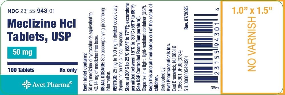 Meclizine Hydrochloride package label