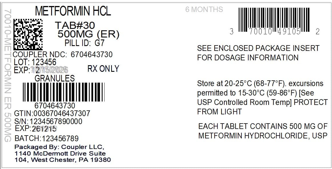 Metformin ER 500 Mg package label