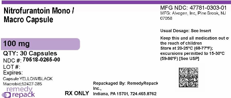 Nitrofurantoin Monohydrate/macrocrystalline package label