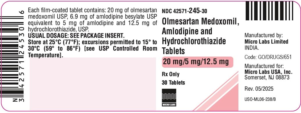 Olmesartan Medoxomil, Amlodipine and Hydrochlorothiazide package label