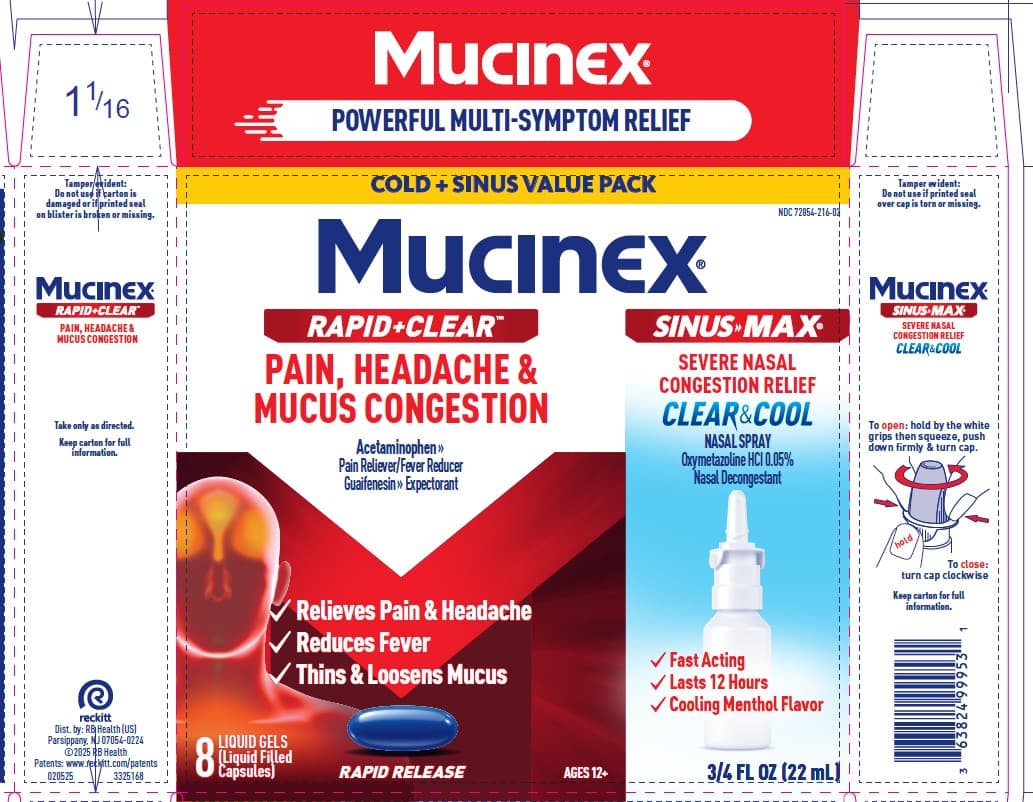 Mucinex Rapid Clear Pain, Headache, and Mucus Congestion... (Oxymetazoline Hydrochloride, Acetaminophen and Guaifenesin) package label