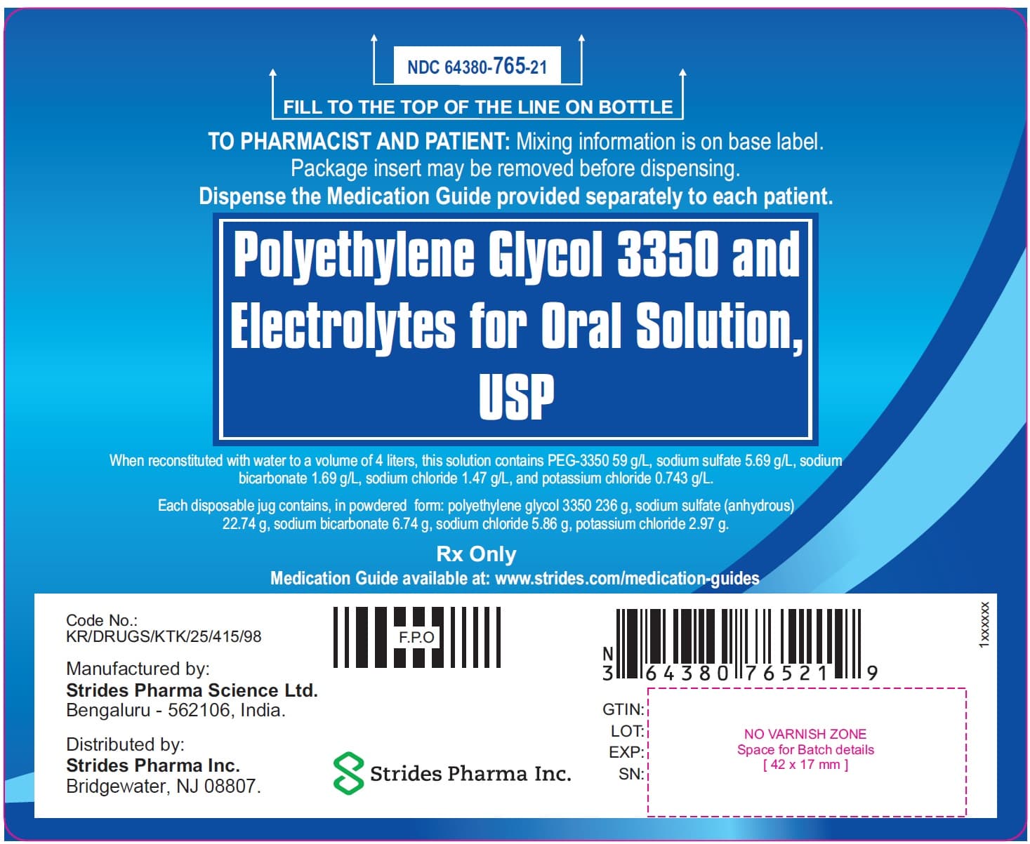 Polyethylene Glycol 3350 and Electrolytes with Orange Flavor package label