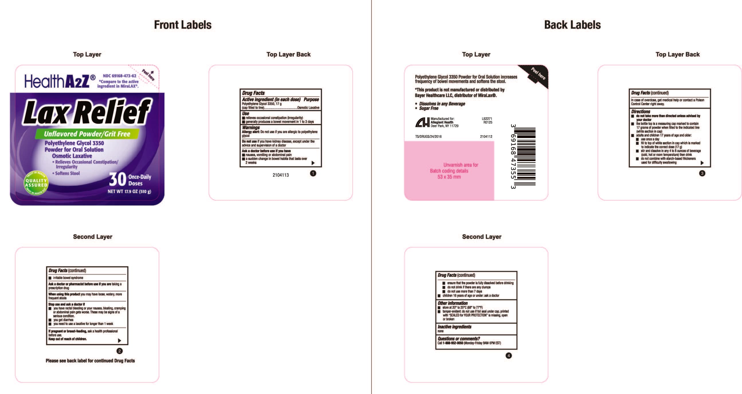 Polyethylene Gycol 3350 package label