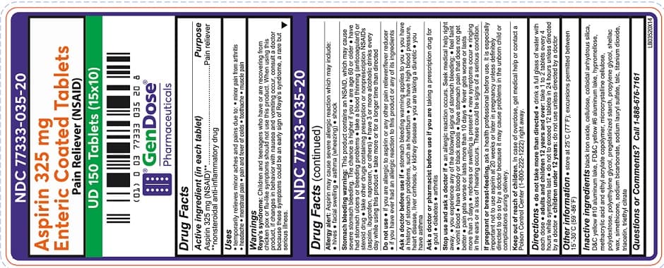 Aspirin (Regular Strength Enteric Coated Aspirin) package label