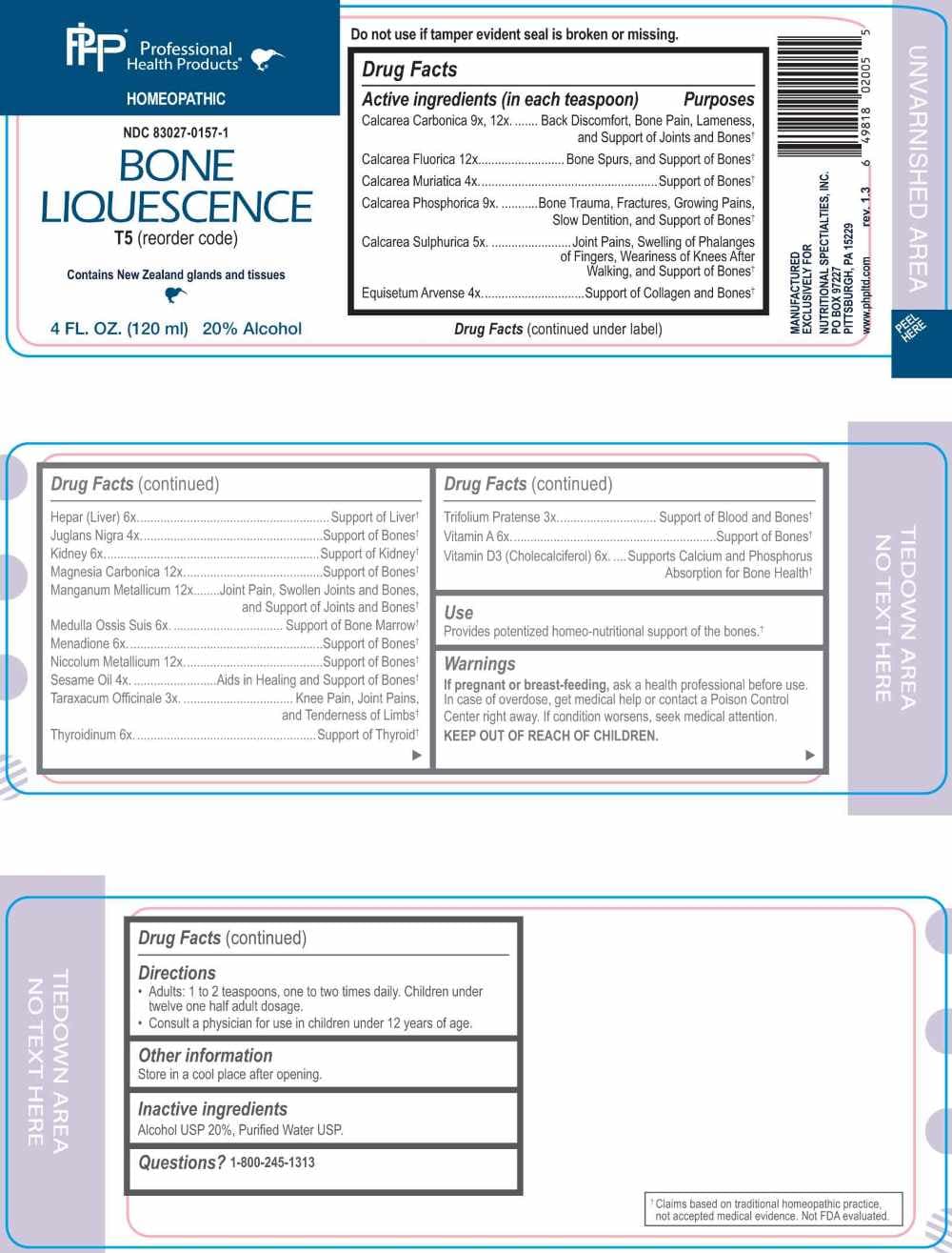 Bone Liquescence (Taraxacum Officinale, Trifolium Pratense, Calcarea Muriatica, Equisetum Arvense, Juglans Nigra, Sesame Oil, Calcarea Sulphurica, Hepar (bovine), Kidney (bovine), Medulla Ossis Suis, Menadione, Thyroidinum (bovine), Vitamin A, Vitamin D3 (cholecalciferol) , Calcarea Phosphorica, Calcarea Carbonica, Calcarea Fluorica Manganum Metallicum, Niccolum Metallicum, Magnesia Carbonica) package label