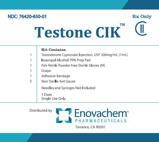 Testone Cik (Testosterone Cypionate, Alcohol) package label