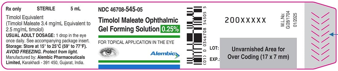 Timolol Maleate Ophthalmic Gel Forming Solution, 0.25% package label