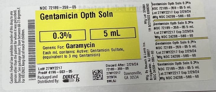 Gentamicin Sulfate Opth Solution — Reference image, actual packaging may vary