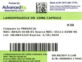 Lansoprazole DR — Reference image, actual packaging may vary