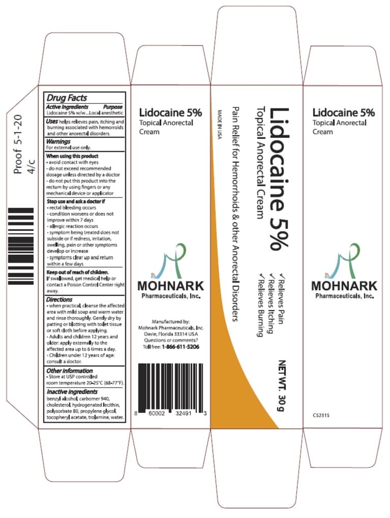Lidocaine 5% Topical Anorectal Cream — Reference image, actual packaging may vary