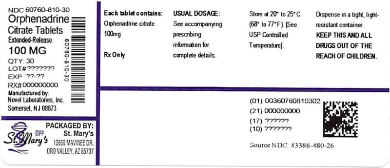 Orphenadrine Citrate, Aspirin and Caffeine — Reference image, actual packaging may vary