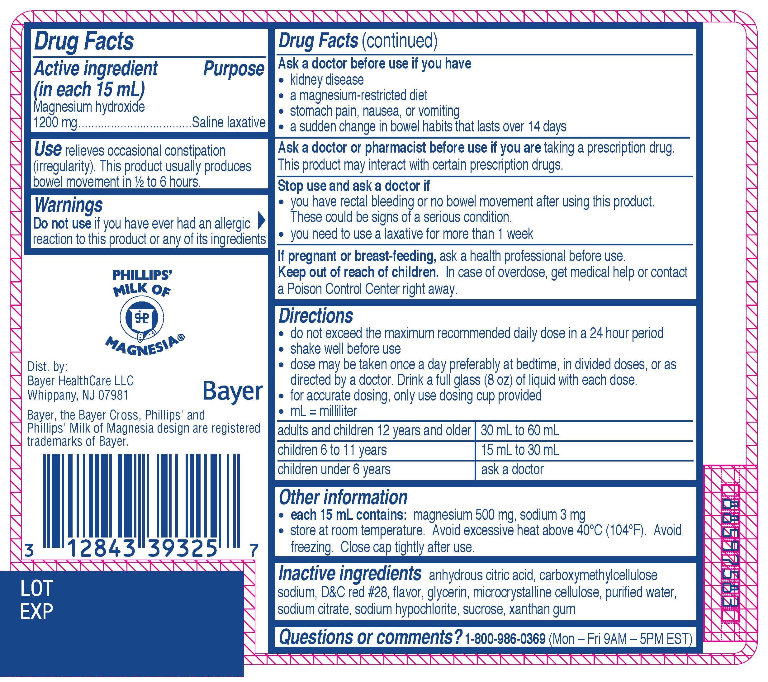 Phillips Milk of Magnesia Wild Cherry — Reference image, actual packaging may vary