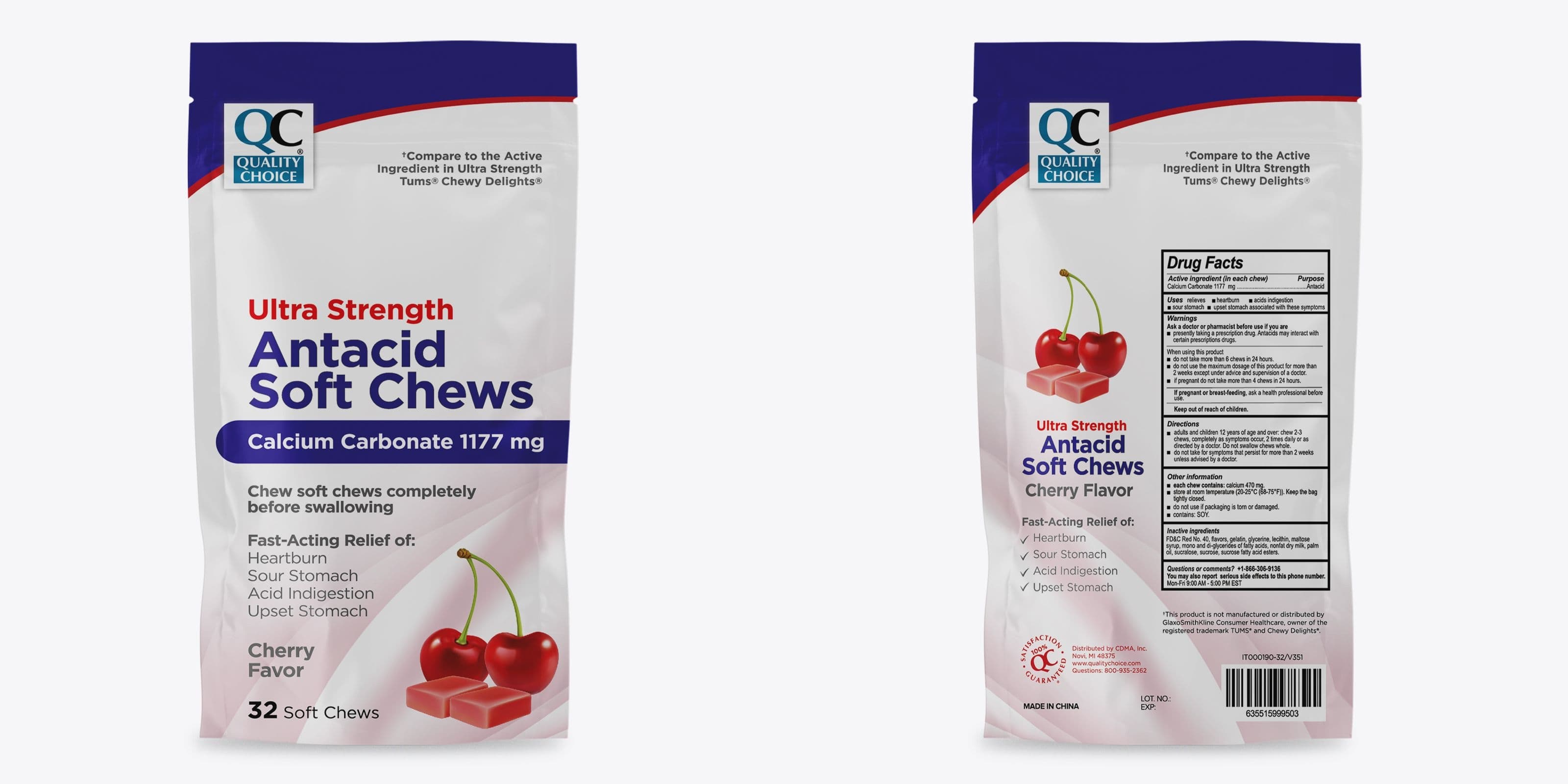 Qc Antacid Soft Chews, Cherry — Reference image, actual packaging may vary