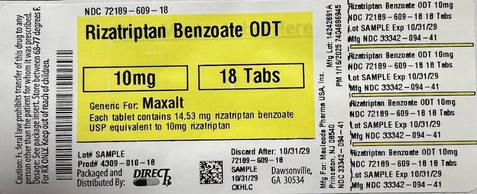 Rizatriptan Benzoate Odt — Reference image, actual packaging may vary