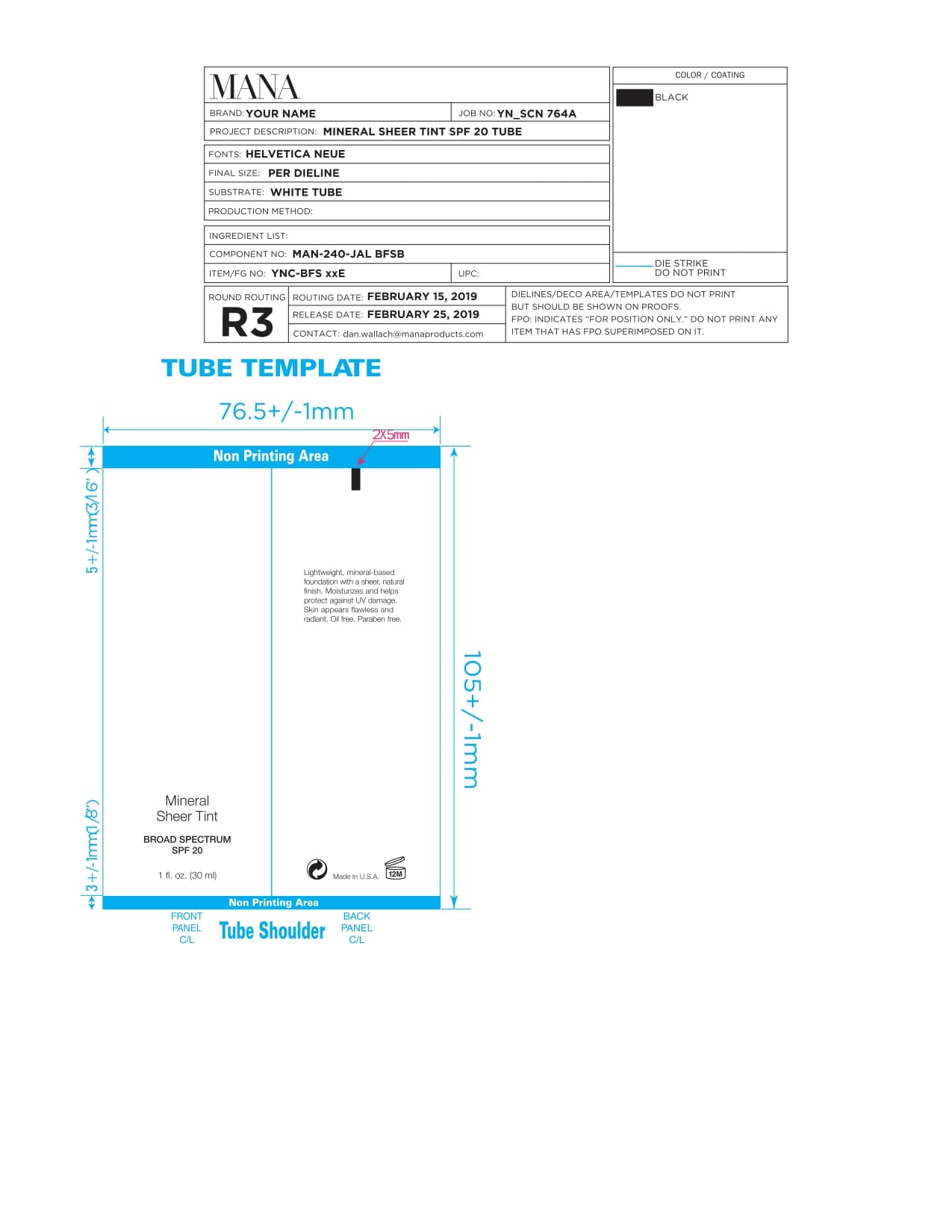 Your Name Mineral Sheer Tint — Reference image, actual packaging may vary