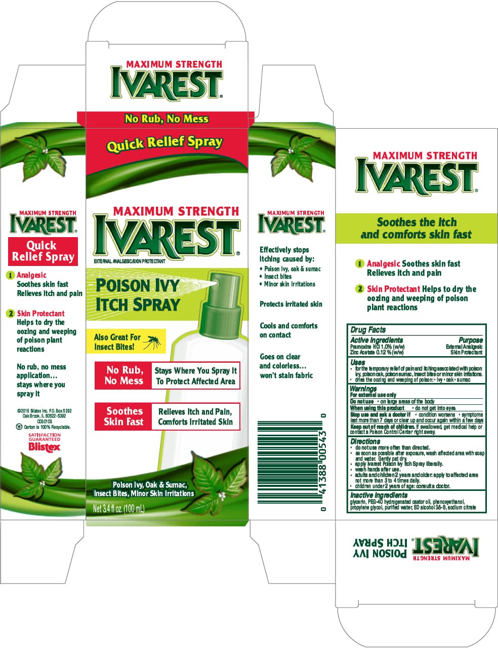 Blistex Ivarest Poison Ivy Itch package label