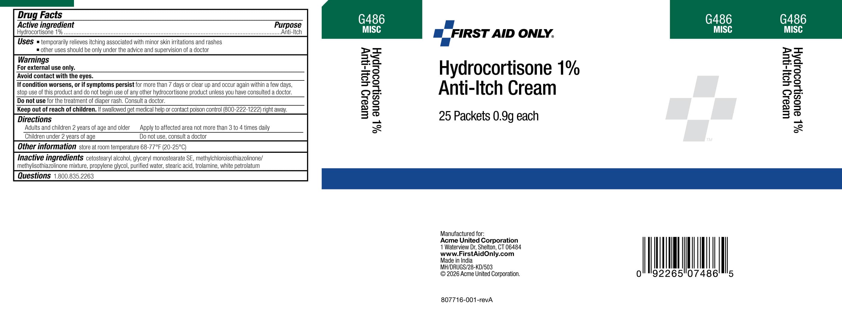 Hydrocortisone 1% package label
