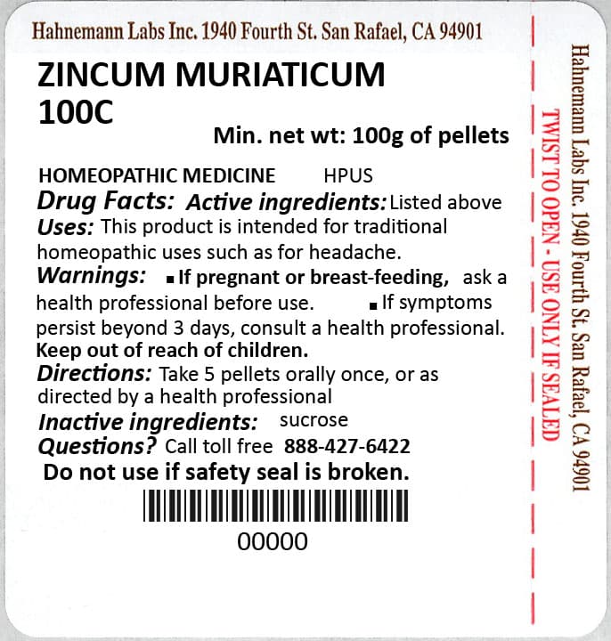Zincum Muriaticum package label