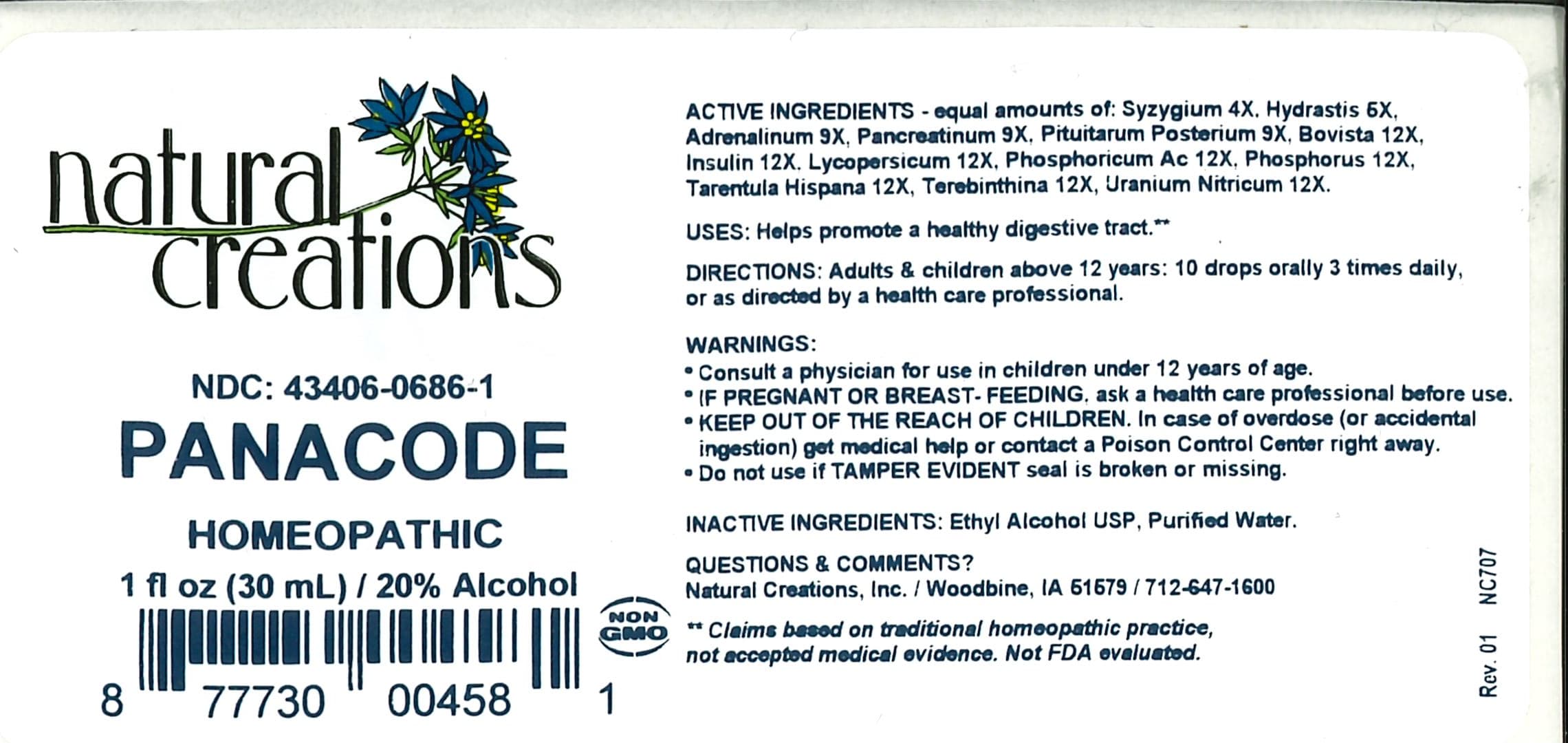 Panacode package label
