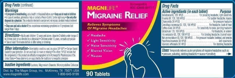 Migraine Relief package label