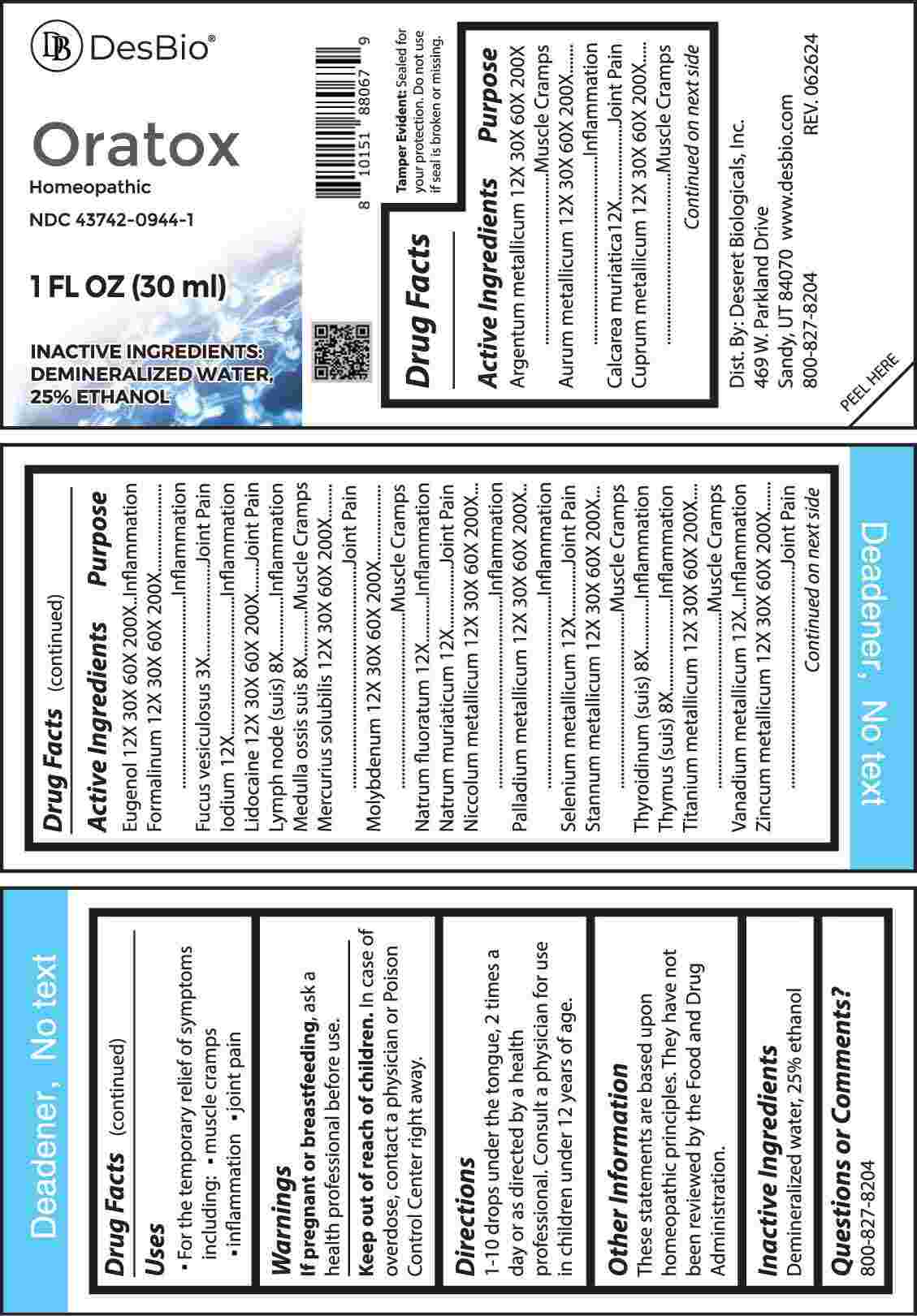 Oratox package label