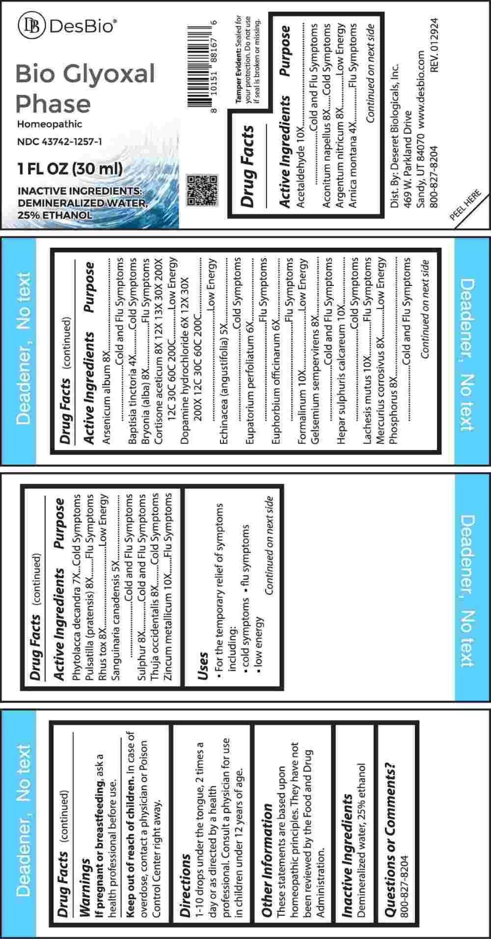 Bio Glyoxal Phase package label