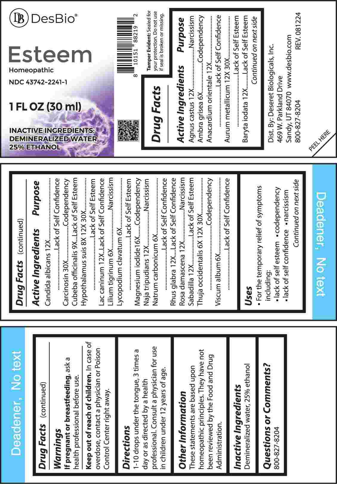 Esteem package label
